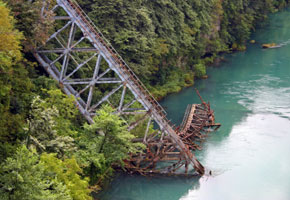 Destroyed bridge on the Neretva near Jablanica